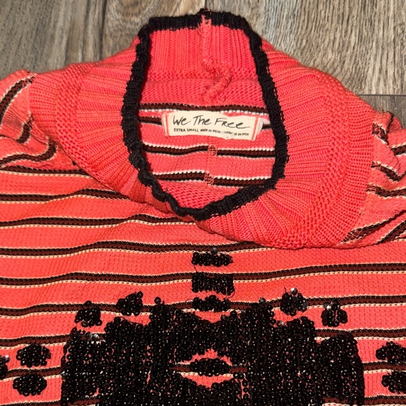 Free People "We The Free" Avalanche Striped Ribbed Cropped Oversized Tee Sz XS - Picture 3 of 12